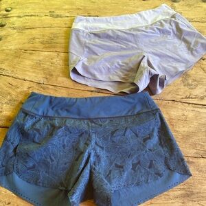 Athleta Dual-Tone Blue and Gray Athletic Shorts